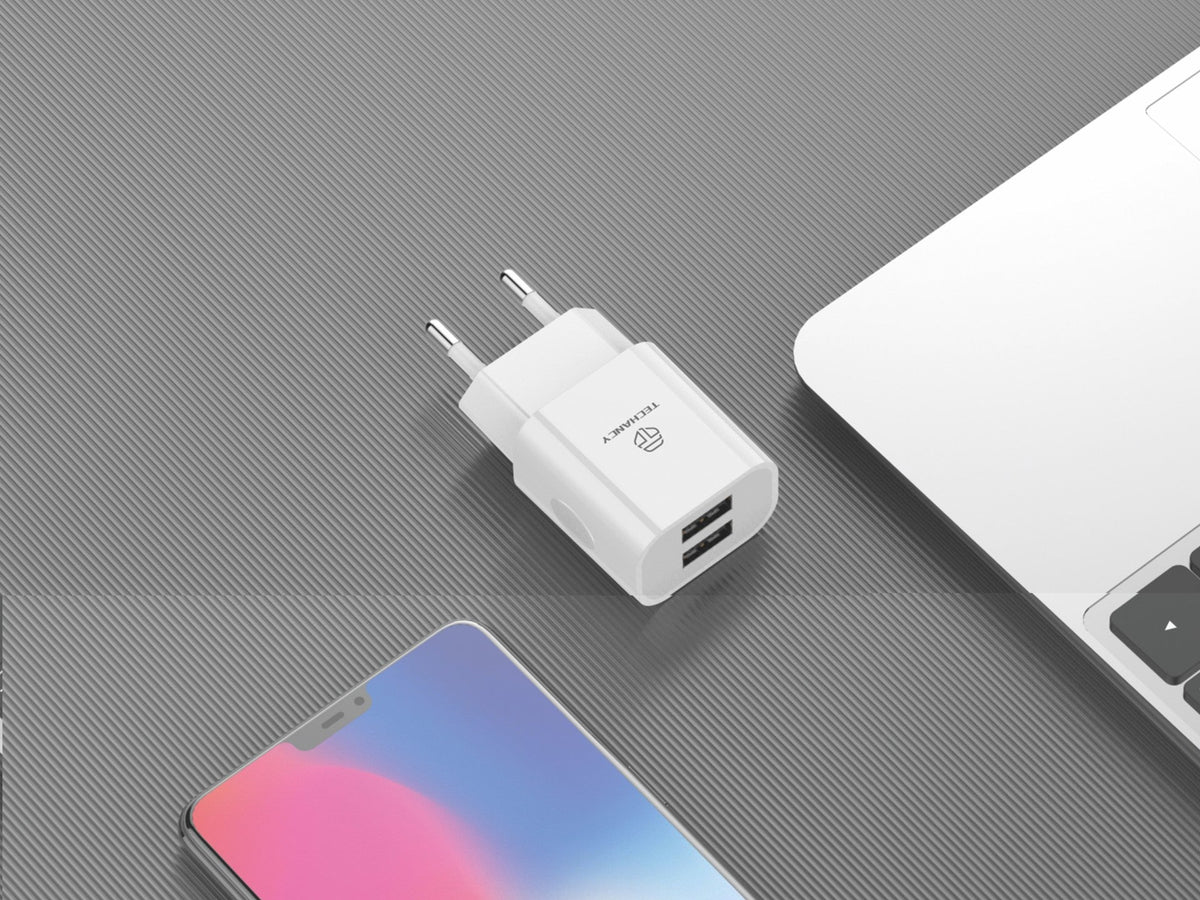 Techancy USB-Väggladdare – 2× USB, 5V/2,4A