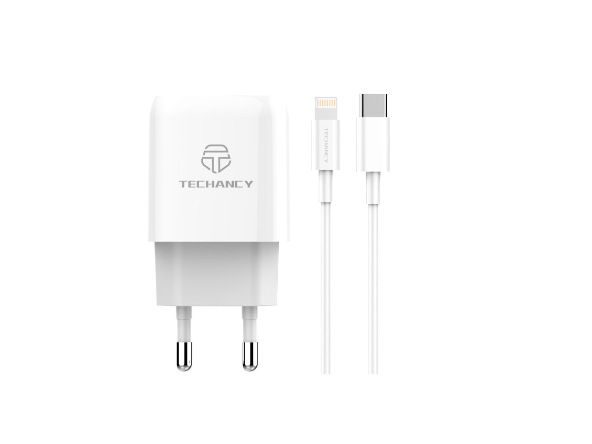 Techancy 20W USB-C Laddare – PD & QC3.0, USB-C till Lightning